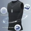 Camisetas para hombres Camiseta sin mangas Camisa Men Fitness Basketball Sport Vest Manga Mezh apretado Secado rápido