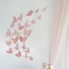 Wandaufkleber rosariode Gold Schmetterling Dekorationen 3d Abziehbilder Kunstaufkleber DIY Abnehmbare Papier Wandbilder für Heim Wohnzimmer Kinder Mädchen Schlafzimmer Nu