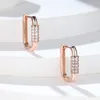 Hoop Earrings Female Male U Shaped Geometric For Women Men Silver Rose Gold Color Small Zircon Hiphop Ear Buckle Punk Jewelry