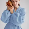 Abbigliamento da casa all'inizio della primavera in stile francese in stile francese Colore cardigan notturno garza a doppio strato cotone casual pajamas cotto da donna