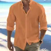 Men's Dress Shirts Linen Shirt High Quality Lightweight And Breathable Button-Down Cotton 2024 Solid Color