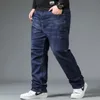 Мужчины большие черные джинсы 10xl Негабаритный высокий талия свободные брюки мужа плюс размер свободные джинсовые брюки синие мужские джинсовые штаны 240513