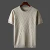 High End Fashion Jacquard okrągły szyjka T-shirt Mężczyźni Summer Casual Oversize luksusowy lodowy jedwabny jedwabny krótki rękaw Mens Wysokiej jakości najlepsze 240511