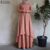 Bainha irregular Long Dress Dubai Turquia abaya hijab vestido de enorme zanzea feminino de manga longa Muslim Kaftan maxi vestidos 240508