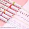 6PCSSet Kawaii Flowers Line Formed Highlighter Pens Roller Tip Curve Liner Marker för att skriva journaldragning Stationery 240511