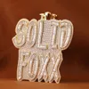 Fox Fox Fox personnalisé En diamant pendentif sterling sier / 14kt Solid Gold Full Iced Out Gift pour lui