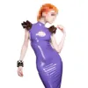 Czysty guma 100% lateksowa fioletowa i kawy Seksowna torba Hip Rozmiar XS-XXL Catsuit Costume