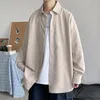 Herren lässige Hemden Männer koreanische Mode weiße Langarm 2024 Herren Harajuku Schwarz übergroß