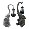 Decorative Figurines Elephant Solar Light Waterproof Patio Lamp With Garden Can Hanging For Outdoor Table Lawn Yard Parks