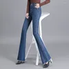 Jeans féminins 2024 Automne Korean Style Vintage Highwaist Slim Tassel Jean Long Boot Cut Trend Femmes Fared Pant Streetwear Harajuku