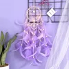 Figurine decorative Girl Heart Purple Feather Tapestry with Light Wall Ornaments Lace Ribbons Girl Room Door Decor