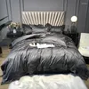 Bedding Sets 50 4pcs King Size Tribute Silk Comforter Set Brief Grey/white/bule/coffee Color Duvet Cover Bed Sheet