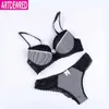 Bras define Artdewred Sexy Lace Bra Conjunto de sutiã listrado e calcinha lingerie roupas íntimas plus size suimates