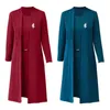 Robes de travail Femmes Vobe manteau costume couleur solide élégante dames d'âge du milieu féminin Feme Open Long Cardigan o cou