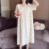 Vêtements de nuit pour femmes coton nighgowns vêtements à la maison dames manches courtes lâches plus taille pyjamas