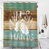 Shower Curtains Wooden Farmhouse Style Curtain Waterproof Fabric Bathtub Decoration