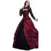 Vintage Medieval Victorian Red and Black Gothic Prom Dresses With Long Sleeve Jacket Back Corset Hollywood Masquerade Dress Bridal Gown 251q