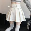 Mulheres japonesas y2k kawaii streetwear plissout sexy mini saias primavera verão menina preta branca faixa dupla de cintura alta saia Faldas 240513