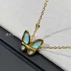 Designer Jewelry Luxury Vanca Accessories v Gold Clover Natural Turquoise Butterfly ketting met 18K diamanten kraagketen