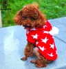 Hundkläder ly produkt hög kvalitet orlon blå röd stjärnmönster tröja med mössa för husdjurskläder hoodies