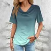 T-shirts pour femmes mode pile décontracté cou manche courte t-shirt imprimé t-shirt top chemisier 2024 chemise pour vêtements y2k