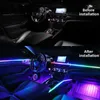 Lumières décoratives Colorful LED néon acrylique voiture intérieure lumières ambiantes kits accessoires application Contrôle des lampes décoratives romantiques 18 en 1 T240509