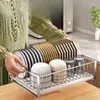 Kitchen Storage Stainless Steel Single Layer Dish Rack Drain For Counter Multifunctional Countertop Tableware