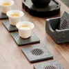 Tea Trays Gold Thermal Kung Ceremony Holder Cushion Isolation Stone Creative Cup Fu Black