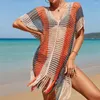 Black Fringe Nappa a maglia Crochet Coupeships Beach Ups for Women Waw-Out See Through Wear Dress Bikini COUST-Ups 2024