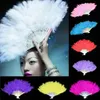 Vouwen Feather -fans Hand vastgehouden Vintage Chinese stijl Dance Wedding Craft Downy Feathers Foldable Dancing -fans