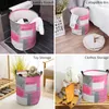 Laundry Bags Oil Painting Abstract Texture Pink Foldable Basket Large Capacity Waterproof Storage Organizer Kid Toy Bag