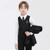 Anzüge Kinder luxuriöser schwarzer blauer Hochzeitsanzug Jungen Zeremonie Tuxedo Kleid Teenager Kinder Foto Blazer Party Performance Kostüm