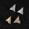 Stud vintage geometryczny trójkąt metal z cyrkonią klips na kolczykach Złota osobowość bez uniesienia klipsy dla kobiet biżuteria J240513
