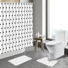Rideaux de douche Géométrique Résumé Dot blanc rideau noir Match noir peint à la main décor de salle de bain intérieure de salle de bain antidérapante tapis de bain