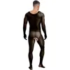 Meias masculinas masculinas brilhantes transparentes de corpo inteiro roupas de roupa íntima de manga comprida luvas de dedos fullingstockings