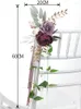 Kwiaty dekoracyjne 1PC Agle Wedding Frea Rose z liśćmi i wstążkami Pew Dekoracje do ceremonii wystroju imprezowego