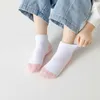 Kids Socks 5 pairs/batch of summer new childrens cotton socks fashionable black gray pink soft 1-12 year old children teenagers students babies girls boys d240513