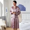 Chinese heren marineblauw satijnen gewaad met kimono badkamer jurk avondjurk familie casual pyjama's s m l xl xxl 20701 240508