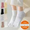 Vrouwen sokken 1 paar katoen vijf vingers anti-slip vaste kleur dames ademend met aparte laaggesneden enkel
