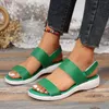 Sandaler Ladies Summer Casual Pure Color Leather Soft Sole Double Broadband Fish Mouth Open Toe Slippers Spänne Rem Strap Shoes