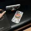 Airbag -Halterung Aurora Magnetic Phone Hülle für iPhone 15 Pro max transparente PU -Designer Braune Blume l Buchstaben zurück -Deckungen Kickstand 14 13 12 Fall 1pc