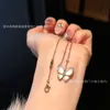 Designer Jewelry Luxury Vanca Accessories Clover White Fritillaria Butterfly Necklace met 18K Rose Gold Horse Oog set met diamanten kraagketen voor vrouwen