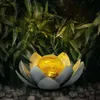 Huaxu Solar Powered Outdoor Garden Amber Crache Globe Glass Lotus Décoration, lampe de fleurs en métal gris étanche gris adaptée aux cours, pelouses, passerelles,