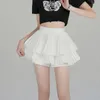 High Waist Ruffles Women Pleated Skirts Y2K Summer Solid Sweet Mini Cake Skirt Female Korean Zipper Casual A Line Skirt 240513