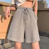 Split Hosen für Frauen -Baumwoll -Sport -Shorts für Frauen, Sommer BF lose, hohe taillierte, 2024 Neue Running Wide Leg Trend F51324