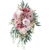 Dekorative Blumen Hochzeit Braut Bouquet Wasserfall Form Kaskadierung künstlicher roter Rose rustikal