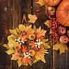 Fleurs décoratives décor de table d'automne mousse artificielle feuilles fausses suspendues couronnes de grâces de grâces jaunes de la citrouille de la feuille de citrouille