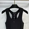 Women's T-Shirt designer 2024 Early Spring New Cha Sweet and Spicy Sexy Slim Fit Letter Jacquard Contrast Color Inner Knitted Tank Top 1N52