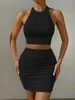 Tweedelige jurk vrouwen sexy veter sluppelige mini -jurk backless sexy geplooide bodycon tweedelige set voor feest vrouwelijke nachtclub zomer y240508