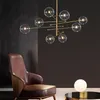 Modern konstglasbollkronor nordisk design svart guld ledlampa för vardagsrum sovrum heminredning hängande ljus